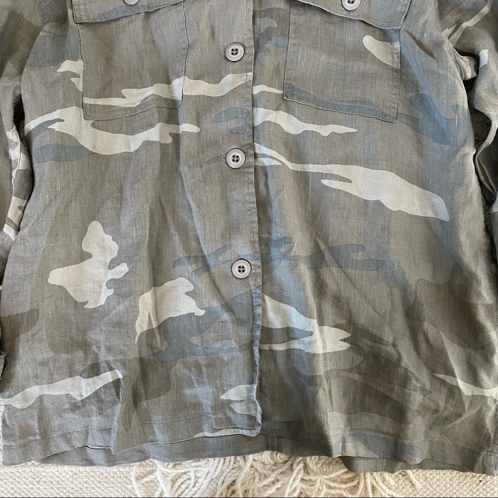 Rails Green Camo Everett Linen Button Up Top M - image 5